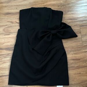 Strapless Black Bow-Detail Cocktail Dress